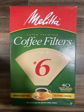 Melitta 6 Coffee Filters 40 Natural Brown Cone Micro-Perforations Super Premium