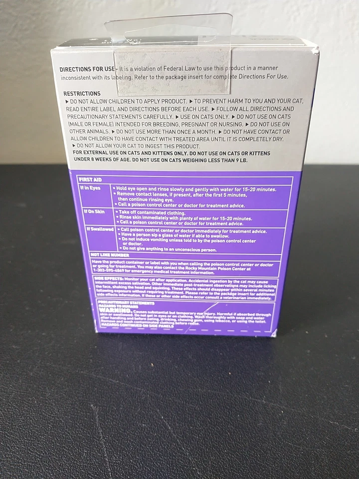 Tratamiento tópico para pulgas y garrapatas Merck Activyl Cat más de 9 libras L 3 meses nuevo Foto 4 de 4