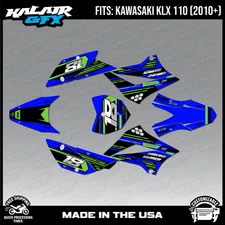 Graphics Kit for Kawasaki KLX110 KLX110R/RL (2010-2024) Warrior-Blue
