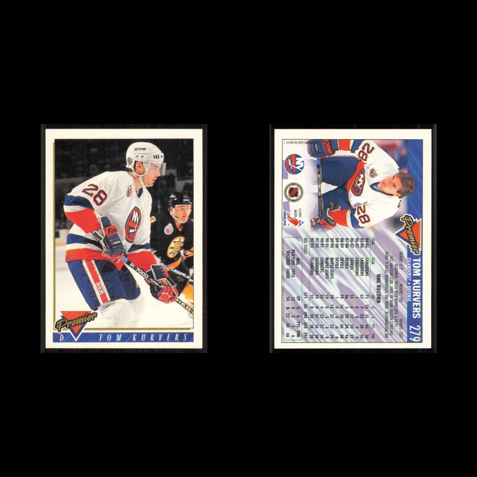 Tom Kurvers #279 1993 Topps Premier New York Islanders Hockey Card NHL NM - Image 3 of 3