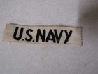 MILITARY PATCH U. S. NAVY NAME TAPE TAG WW2 ERA BLACK LETTERS ON WHITE CLOTH