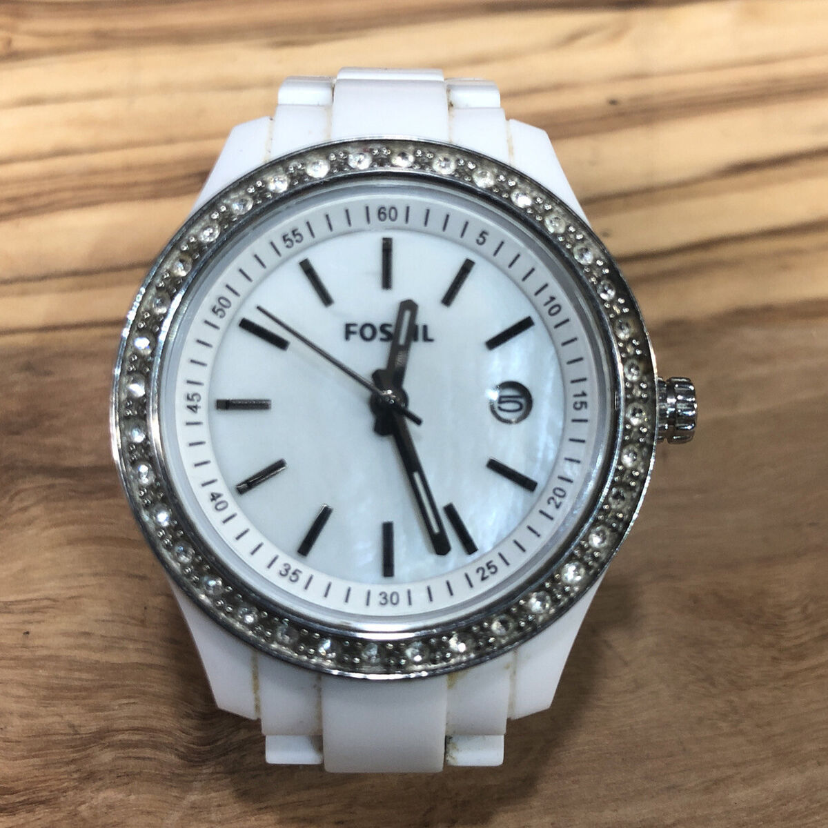 Fossil Mini Stella Womans Watch ES2437 White Resin Crystals Fossil Mini Stella Womans Watch ES2437 White Resin Crystals