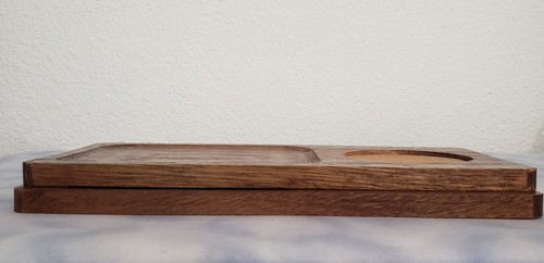 Vassoio servizio snack in legno con sottobicchiere in sughero set di due vintage Giappone - Foto 6 di 11