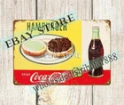 1956 DRINK classic soda pop  HAMBURGER tin sign plaque material