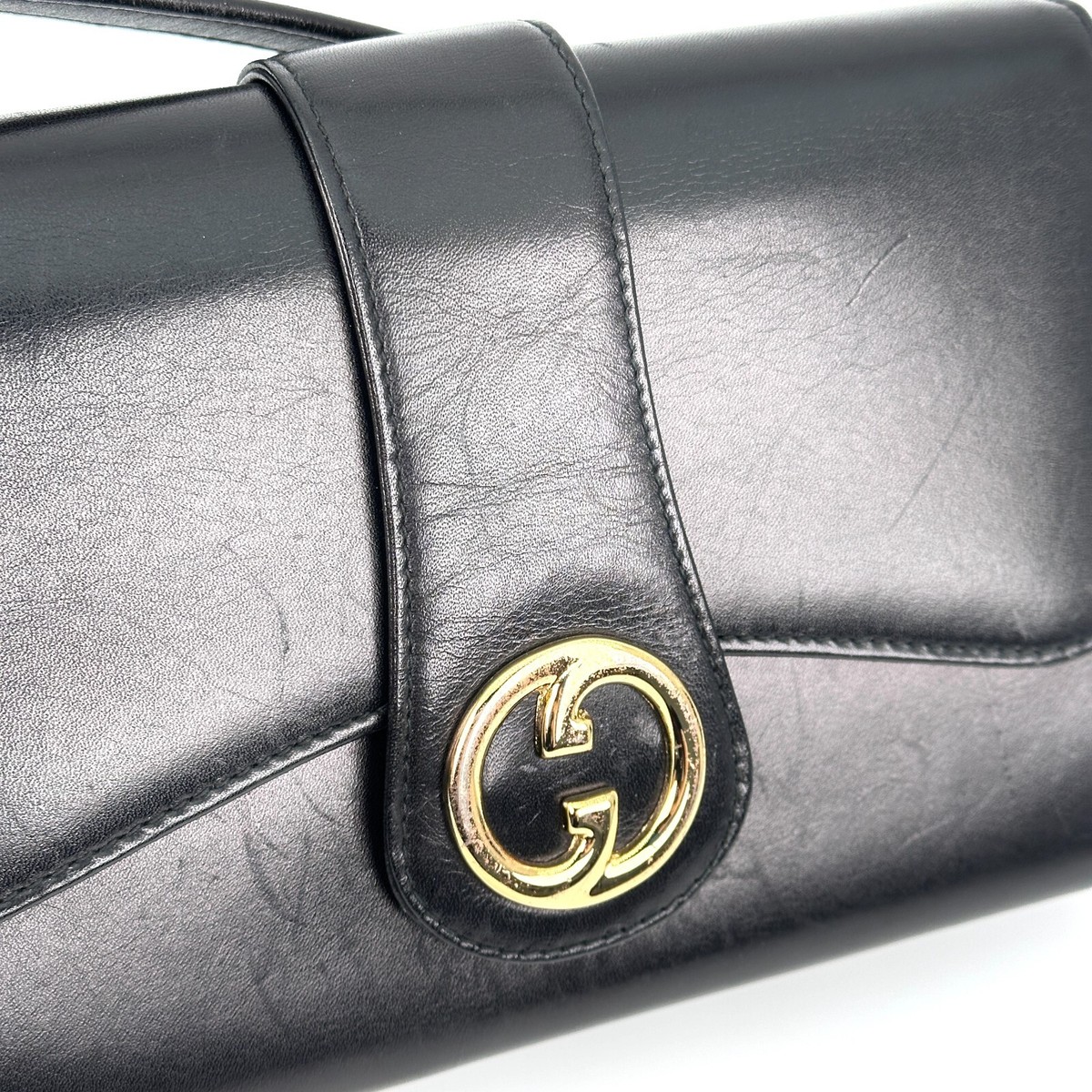 Vintage Gucci Shoulder Bag Interlocking Leather Black From Vintage Gucci Shoulder Bag Interlocking Leather Black From