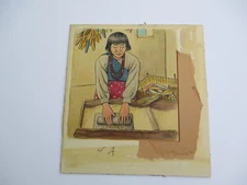 ROGER VERNAM PAINTING ANTIQUE  ILLUSTRATION NATIVE AMERICAN INDIAN TRIBAL CORN