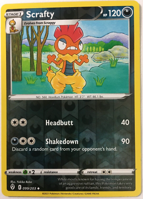 scrafty pokemon card value Paldean Fates 061/091 TCG NM/M Regular Darkness Ruffian Attack (60x) Flip a coin for each of your Darkness Pokmon in play Mega Scrafty Ex 285 is
