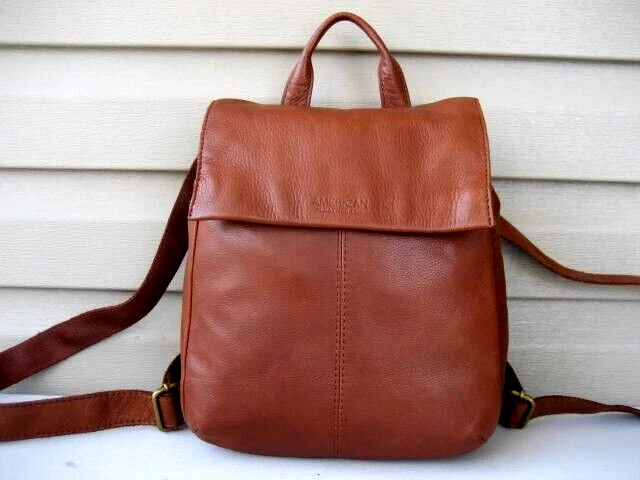 American Leather Co. Brown Leather Adjustable Strap Backpack Purse