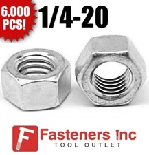 (Qty 6000) 1/4-20 Low Carbon Grade 2 Finished Hex Nuts Zinc Plated Bulk Box