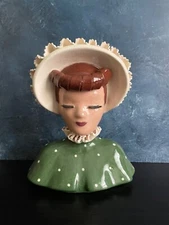 VINTAGE LADY HEAD VASE EXHTF BETTY LOU NICHOLS “VICKY” WALL POCKET RED HEAD