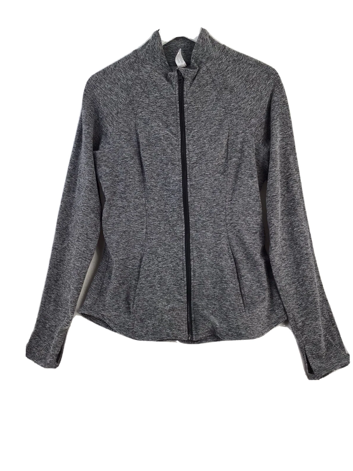 yogalicious lux heather flared bottom fitted full zip jacket