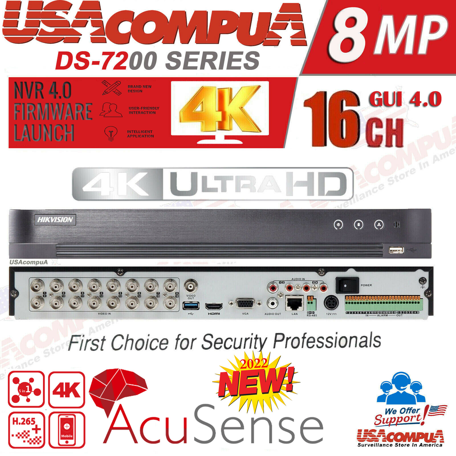 Hikvision 4k 8mp Dvr Ids 7216huhi M2 S Acusense 16ch No Hdd 8mp Hd Tvi 4ch Ip Ebay