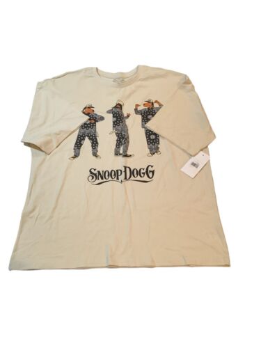 Dogg Supply Mens Large Beige Snoop Dogg Cartoon Gansta Rap Graphic Tee T-Shirt