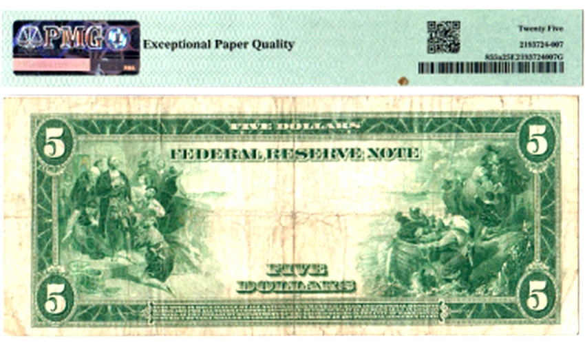 Five US Federal Reserve large note= series 1914 Blue seal.. Nice - Image 2 of 2