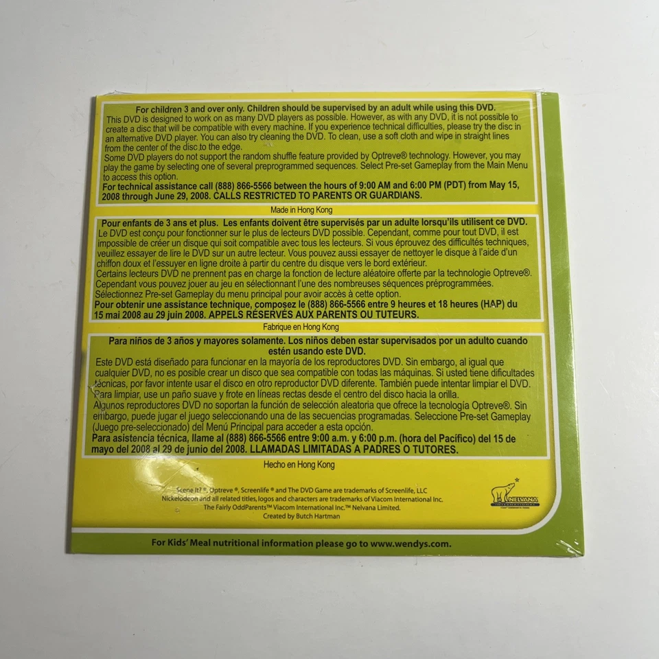 Nick Scene It The DVD Game Disc 1 Wendy's Kids Meal Nickelodeon NEW SEALED - Image 2 of 2
