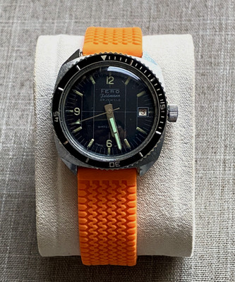 Vintage 1960s Fero Feldmann 502E 23 Jewels Swiss Mechanical Skin Divers Watch