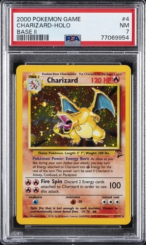 2000 POKEMON BASE SET 2 #4 CHARIZARD-HOLO PSA 7