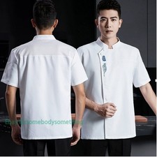 Mens Womens Kitchen Workwear Chef Jacket Coat Canteen Cook Uniform Costume Tops