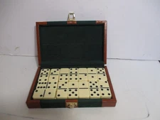 VTG Dominos Double Nine Professional Set of  55 Tiles Red Vinyl Case