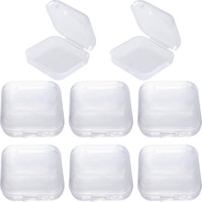 6pcs Mini Clear Plastic Ear Plug Cases Jewelry Storage Box Organizer