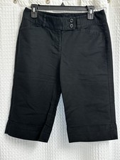 Ann Taylor Curvy Shorts size 6 Dressy Black Cuffs Waist 32  Inseam 14  Bermuda