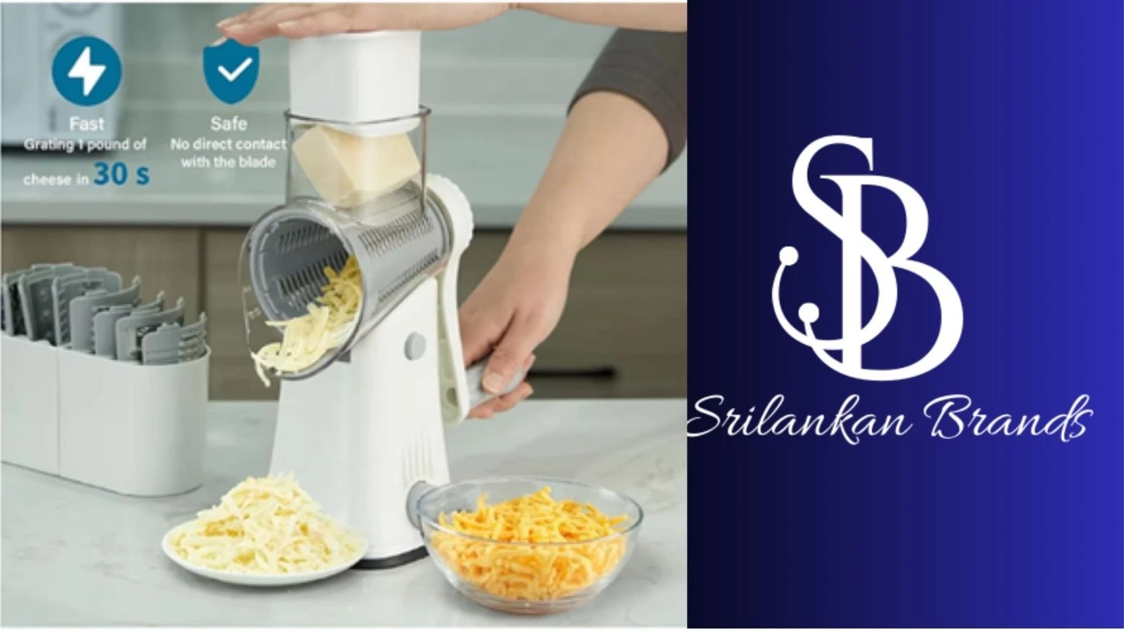 LMETJMA 3 in 1 Rotary Cheese Grater Versatile Manual Vegetable Slicer Peanut Nut