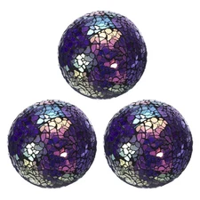 3Pcs Decorative Glass Balls 3.15 Inch Mosaic Glass Ball Purple