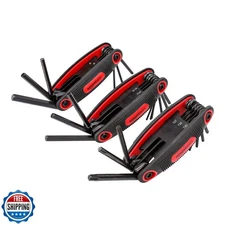Amazon Basics Folding Hex Key Set, Metric, SAE, and Star Sizes, 3-Pack