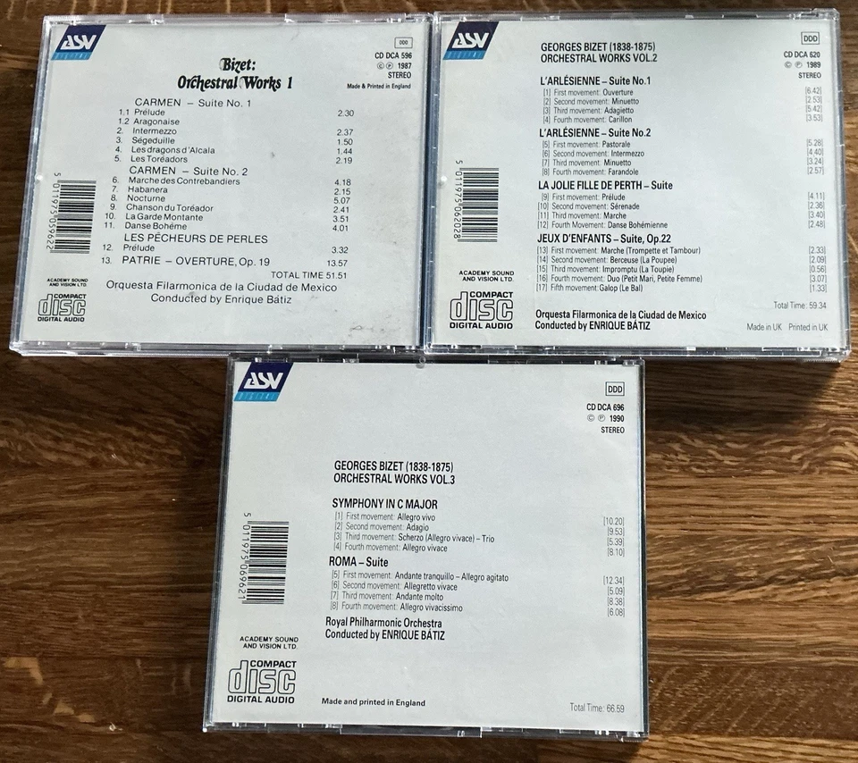 Bizet: Orchestral Works: Enrique Bátiz:  RPO,  Mexico City Phil.  ASV 3 CD Set - Image 4 of 4