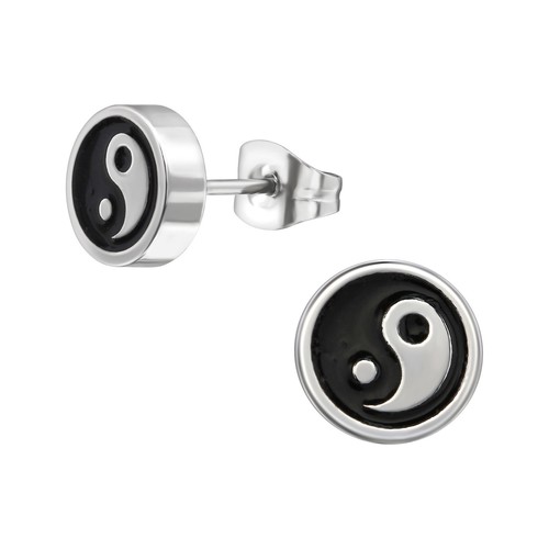 NEW Mens Black Steel Stud Earrings BALL Disc STAR Tribal SINGLE or PAIR (N8) - Picture 6 of 19