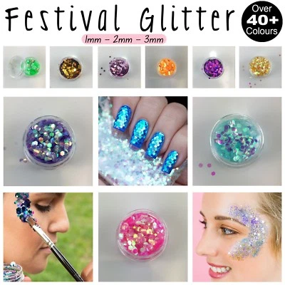 Festival Chunky Glitter Pot Face Paint Nail Art Eye Shadow Body Tattoo Cosmetic