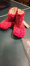 LIVE OAK BRAND ADULT FLEECE BOOTIES Red Slippers Women's Size Small 6-7
