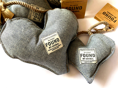 Found My Animal Denim Heart Toy Hundespielzeug quietschend M ca. 20x21cm