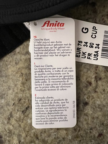 Anita Rosa Faia Twin Contour Underwire Bra 34G Microfiber T Shirt Bra Black NWT! - Picture 9 of 11
