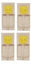4 X  Polly Wood-Based Wire Snap Trap, Easy Set Rat Trap, Effective Rat Control