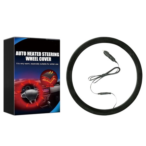 Black Heated Steering Wheel Cover Wireless Warmer,Rechargeable Cordless HOT - Picture 3 of 9