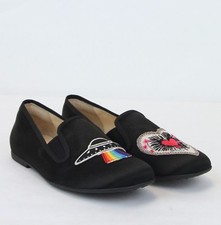 Gucci Unisex Children's Black Silk Flats w/Heart Icon 31/US 13 484976 1000