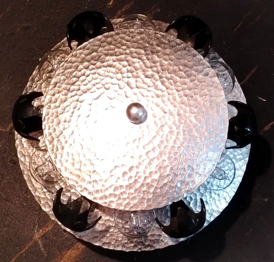 PLAFONNIER BANCI FIRENZE, ARGENT, HOLLYWOOD REGENCY, Ø 28 CM, FABRIQUÉ EN ITALIE - Photo 2/4