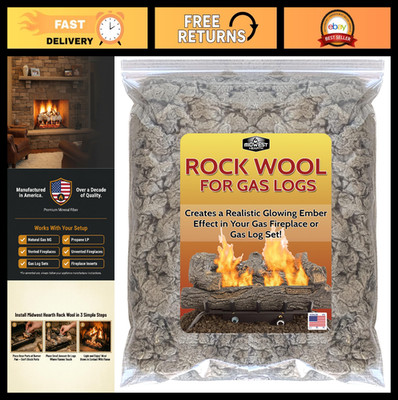 Rock Wool for Gas Logs - 6 oz | Glowing Embers Effect for Gas Fireplace | Vented