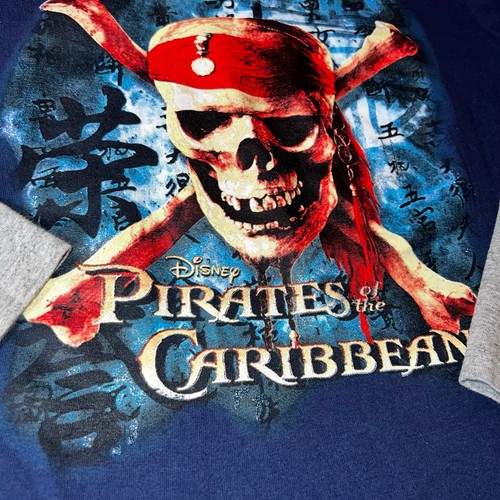 Disney's Pirates of the Caribbean youth long sleeve skull pirate T shirt size 7 - Picture 3 of 5