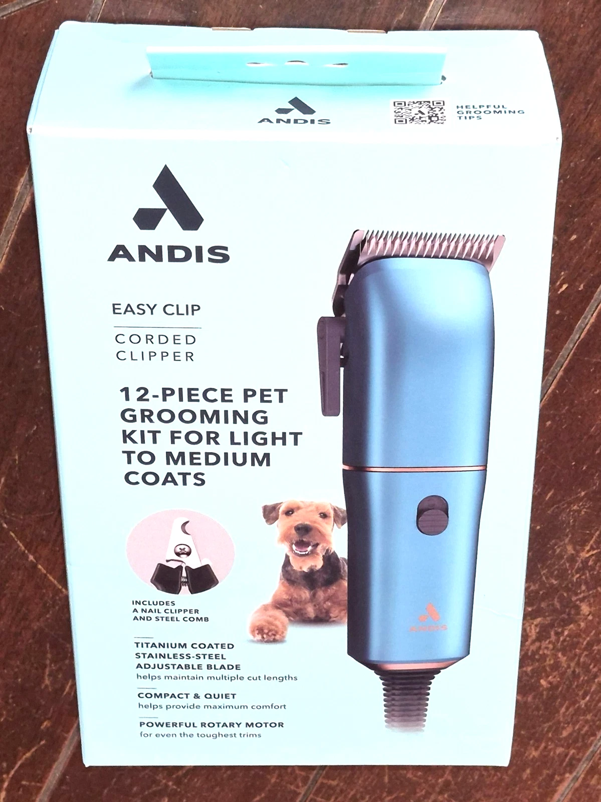 Andis 12 Easy Clip Corded Pet Grooming Kit for Light to Medium Coats #561451