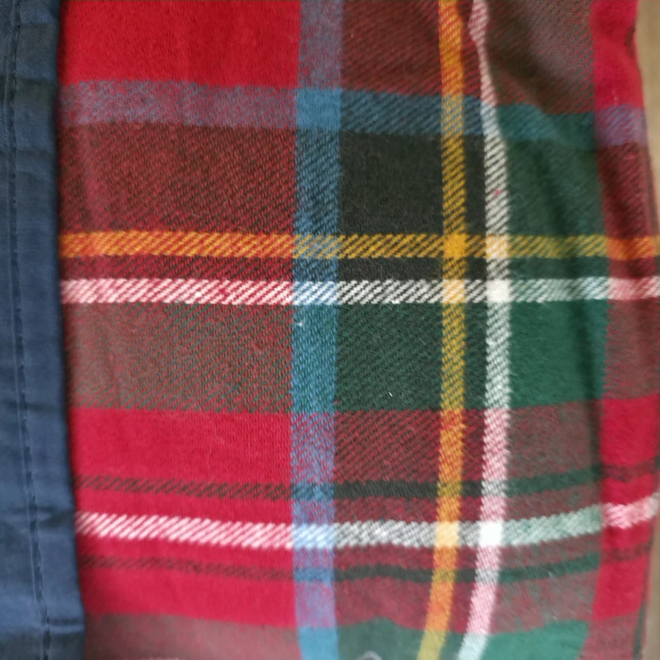 Juego de edredón Brooks Brothers Navidad rojo verde a cuadros King franela de algodón Foto 3 de 4