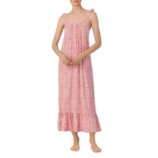 Lauren Ralph Lauren Flutter Strap Button Neck Long Tiered Nightgown Pink L NWT
