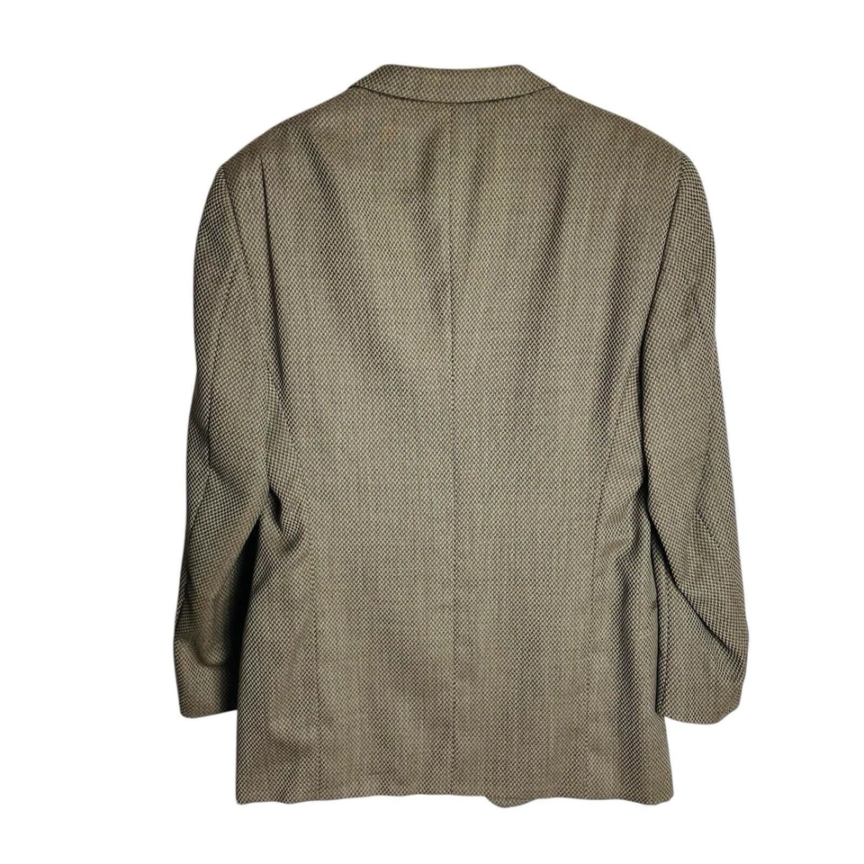 Mani Giorgio Armani Blazer Jacket Mens 44 Tan Micro Argyle Wool Blend 2 Button - Image 3 of 4