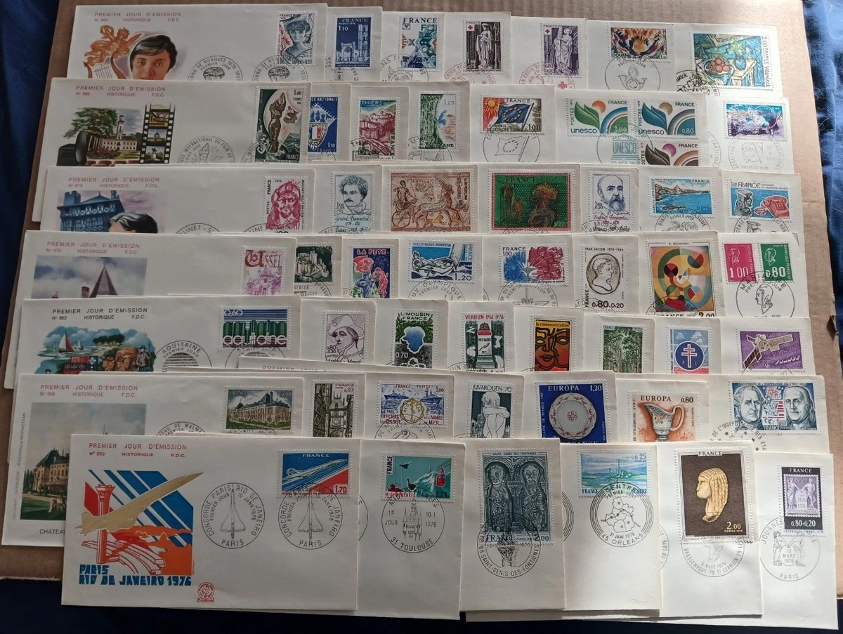 Lot De 8 Enveloppes Premier Jour – France – Années 1976 à 1980 – Timbre Poste – FDC