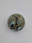 Vtg Murano Style Ferro Swirl Paperweight Brown/green/blue Signed LA 4/83