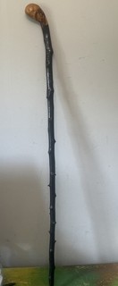"Antiguo bastón irlandés vintage Blackthorn Shillelagh fondo plateado 35"""