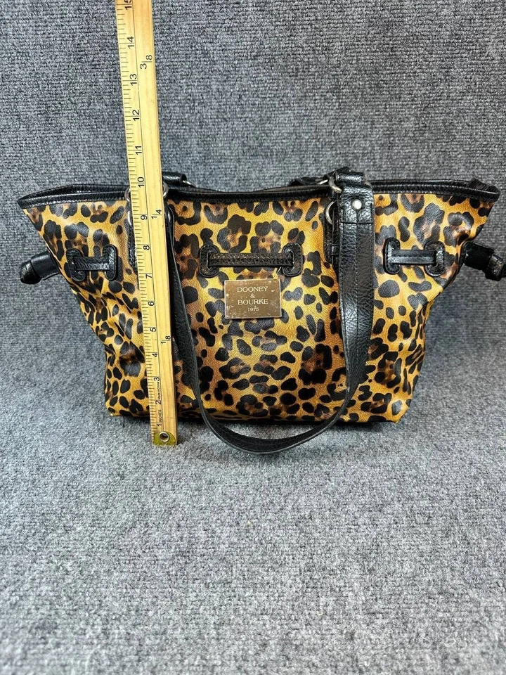 Dooney & Bourke Leopard Print Tote Shoulder Bag 1975 Logo Animal Pattern - Image 4 of 4