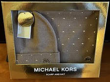Michael Kors Women s Mirror Stud Charm Cuffed Hat  Scarf 2 Piece Gift Set