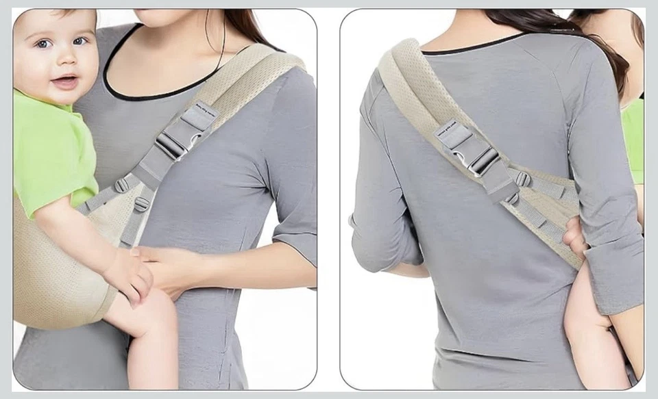 可调式婴儿背带新生儿至幼儿 10-30 磅深卡其色 - 全新带盒 — 第 3/4 张图片